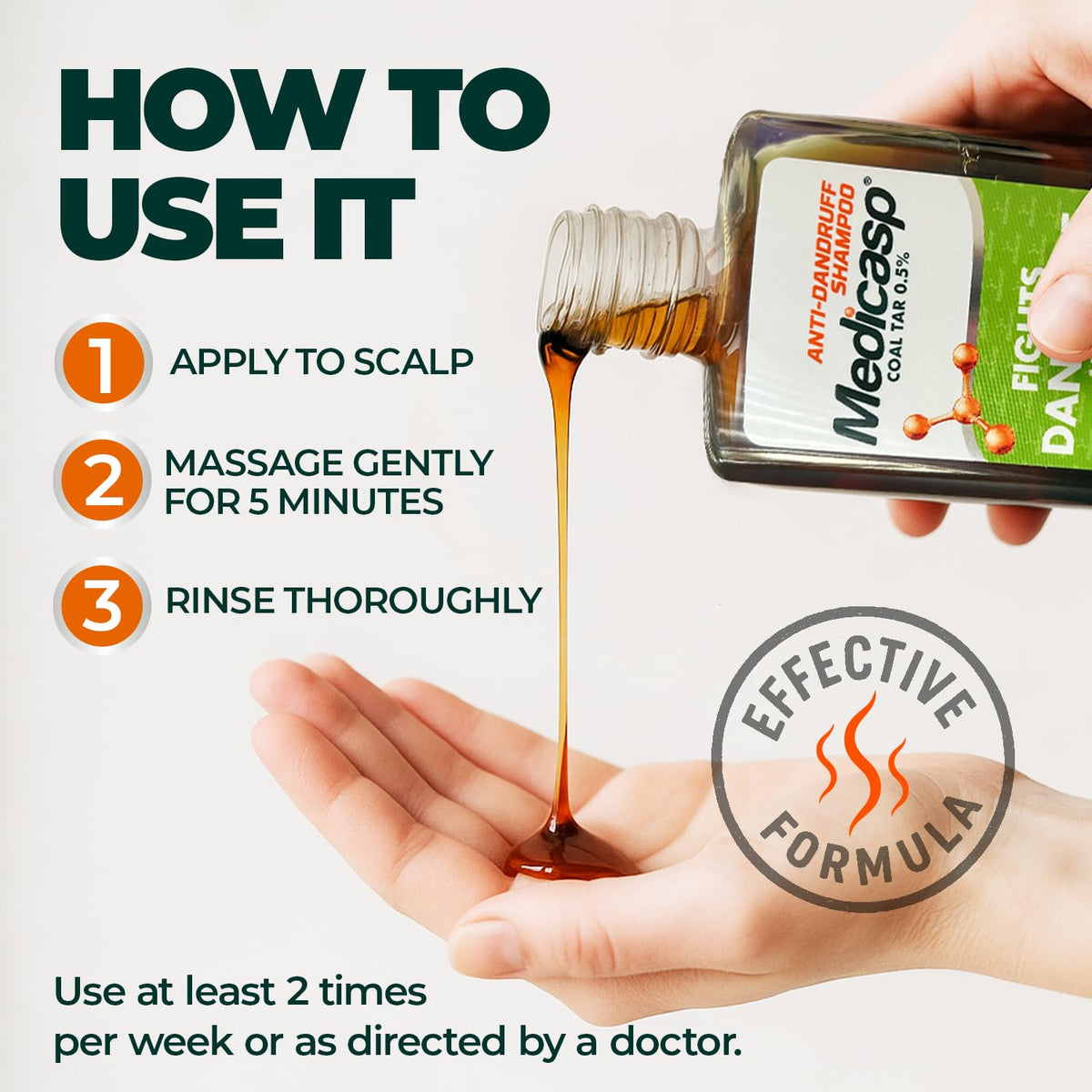 Medicasp bottle on a shower shelf lifestyle shot suggesting daily routine use