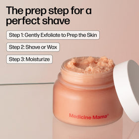 Medicine Mama's sugar crystal close-up highlighting fine exfoliant for smoother skin benefit