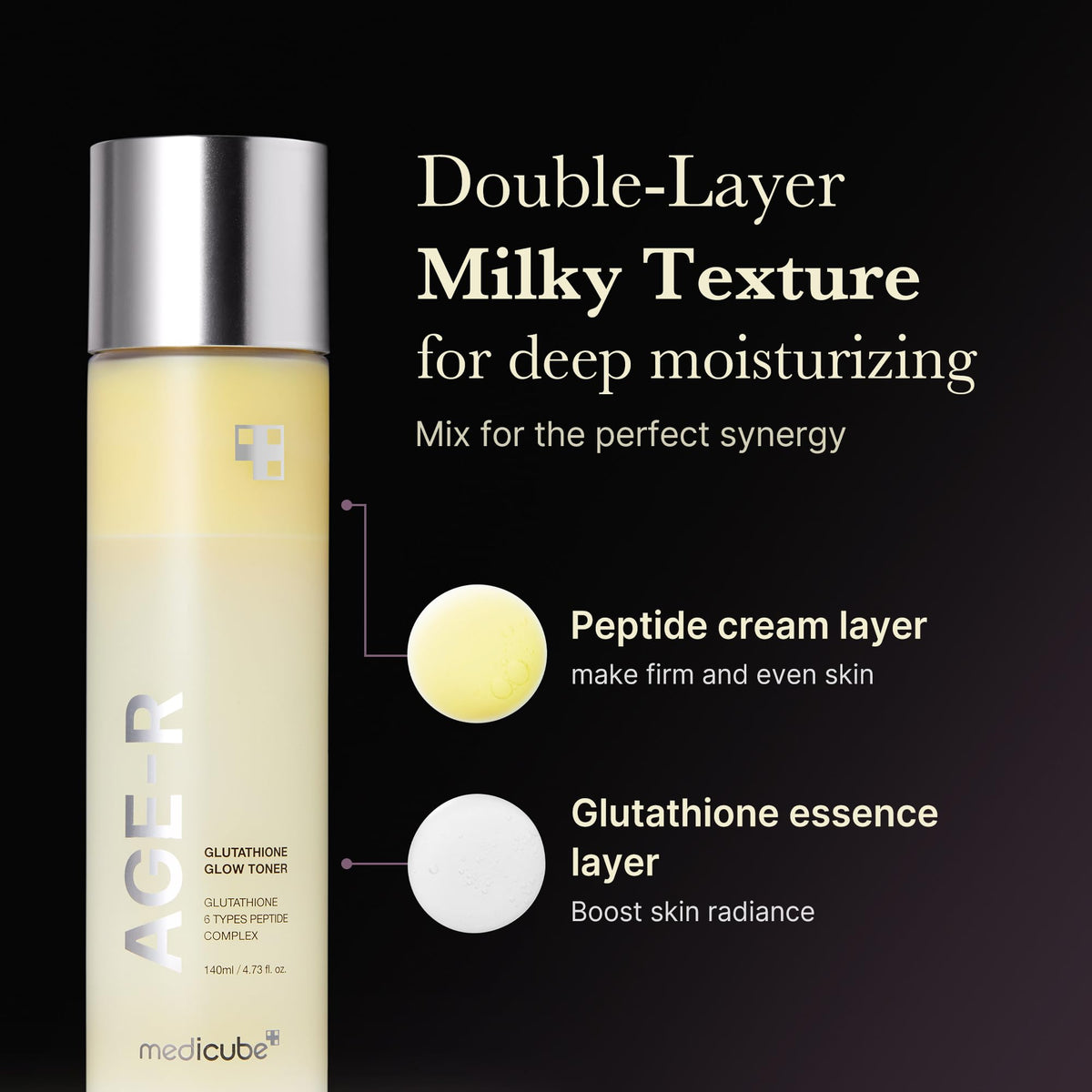 medicube milky texture close-up highlighting lightweight hydrating finish