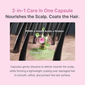 medicube application demonstrating scalp-to-ends massage technique