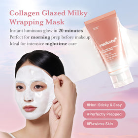medicube spreading mask on hand to show creamy consistency and quick use