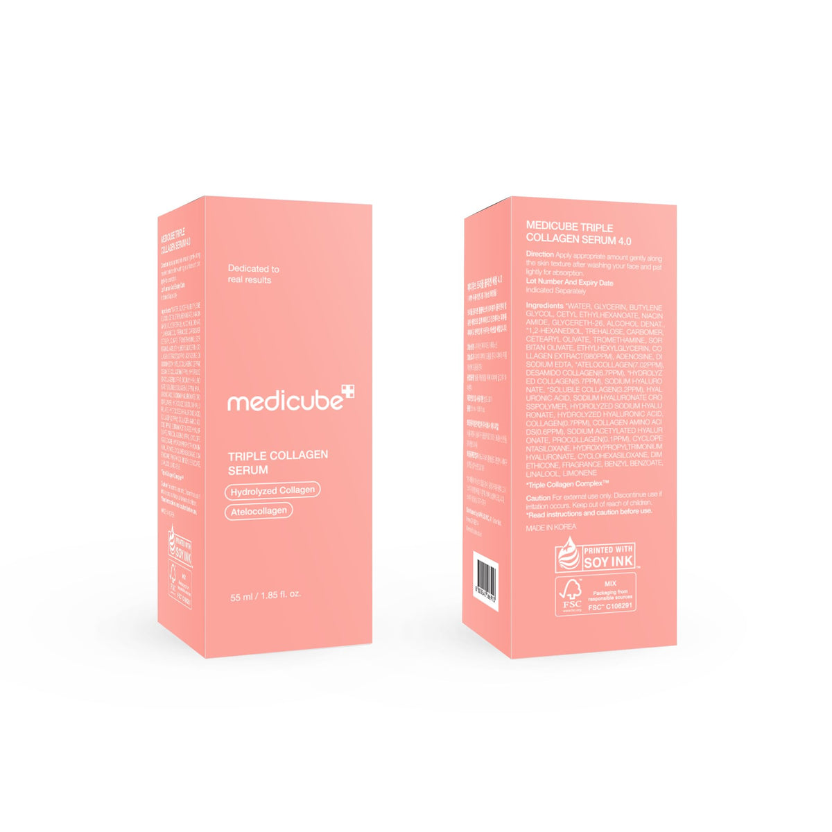 medicube before and after illustration showing improved texture and glow