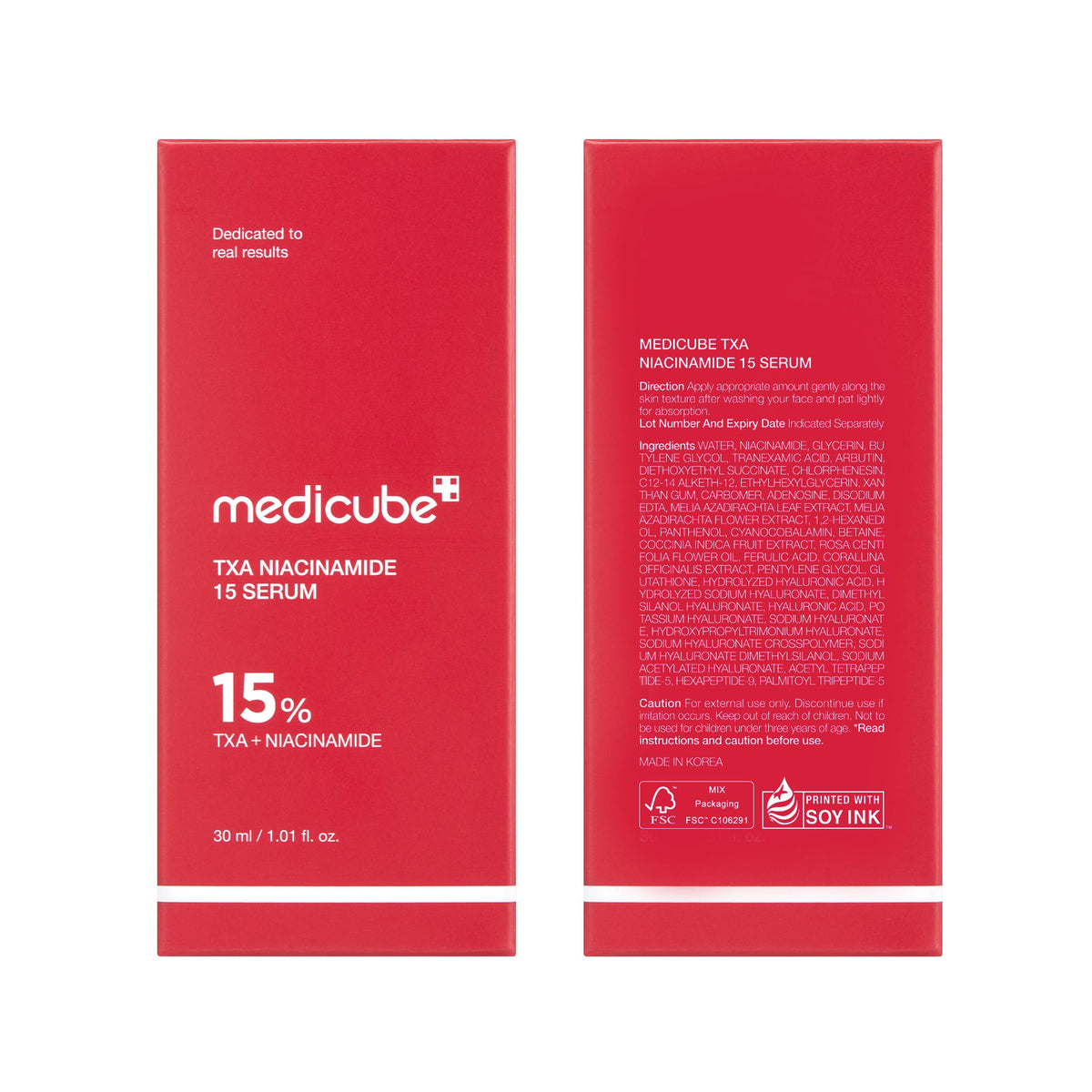 medicube before and after comparison showing improved tone and texture benefit