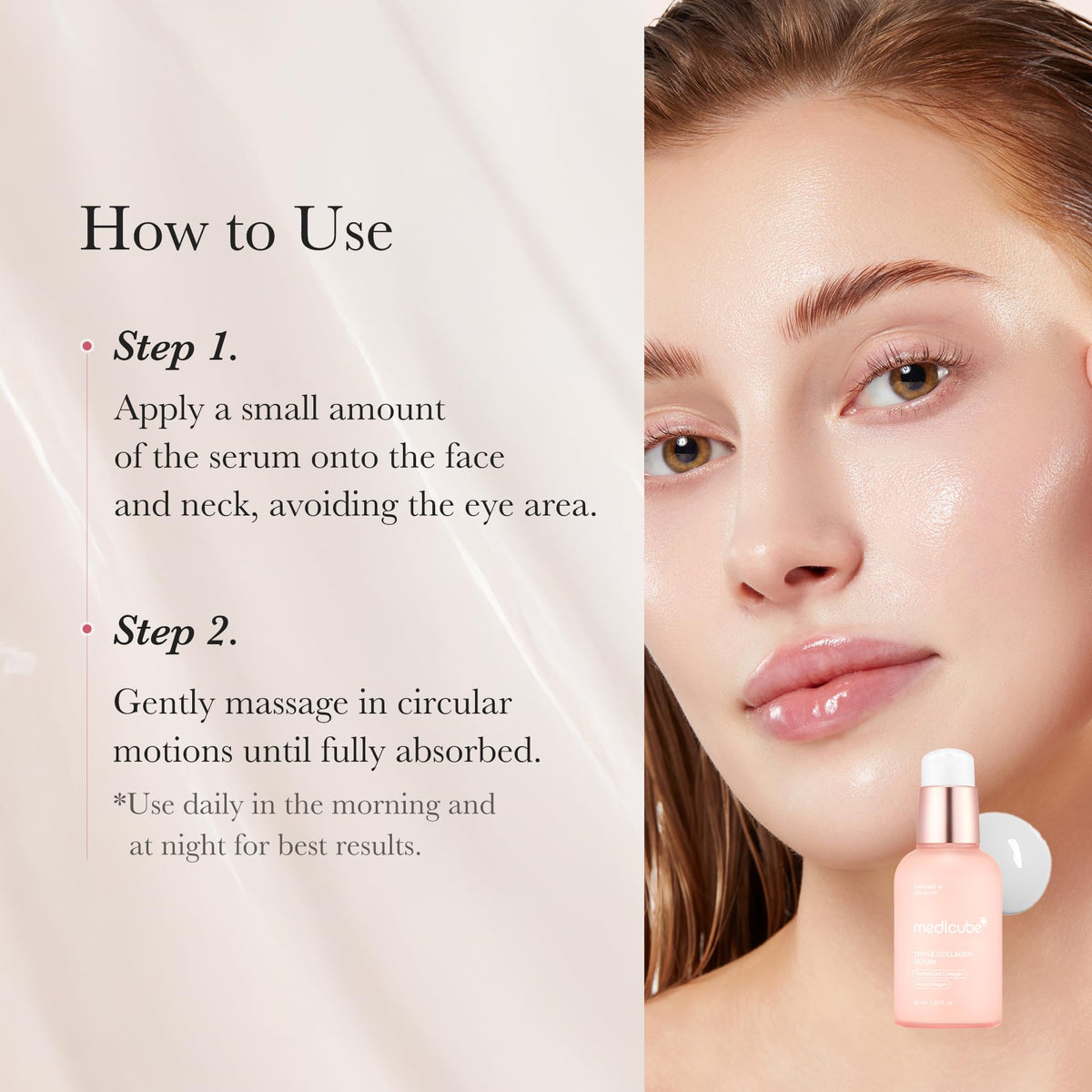 medicube bottle beside moisturizer illustrating layered routine benefits