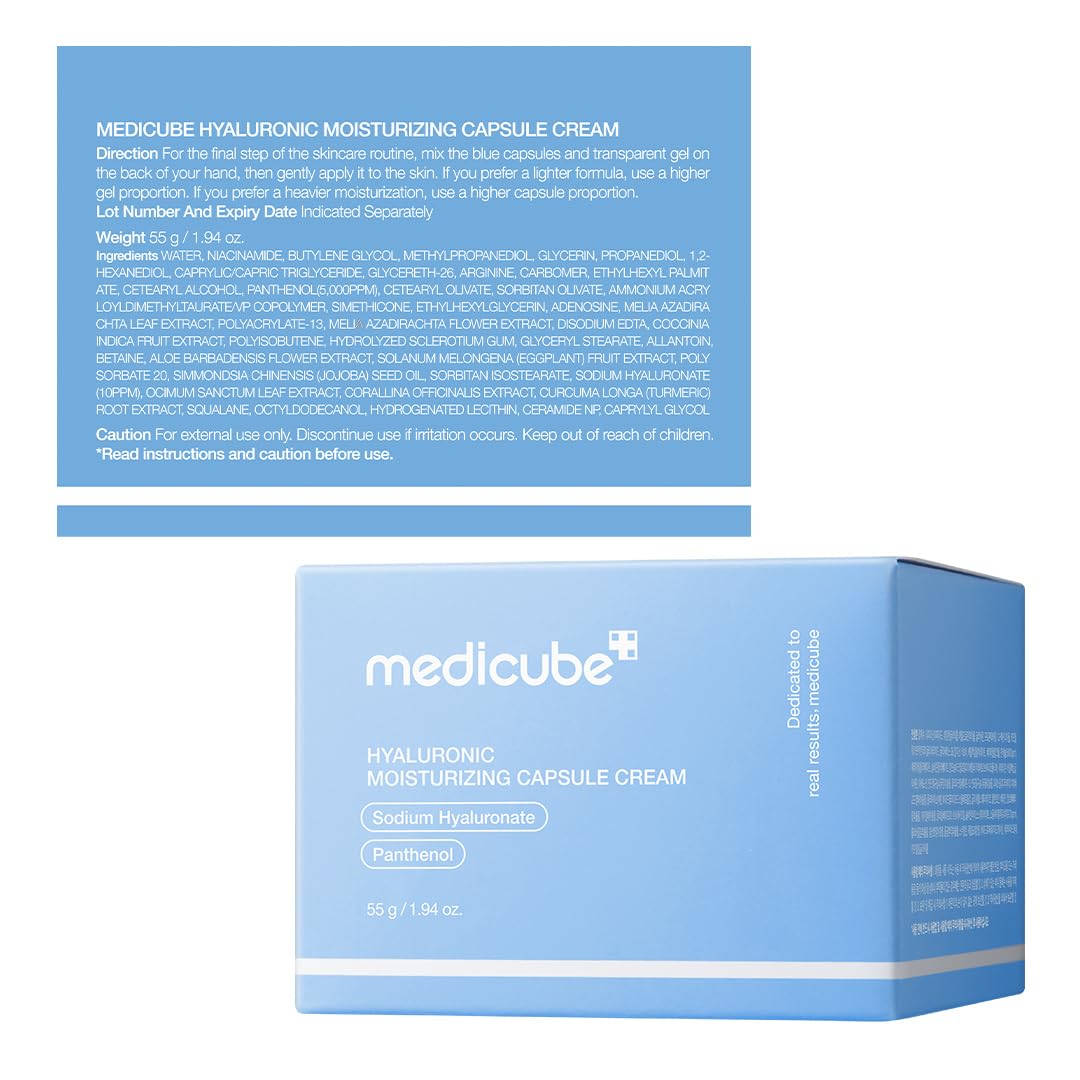 medicube applying to model face demonstrating calming and non-greasy absorption