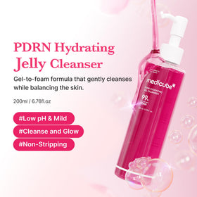 medicube jelly texture close-up highlighting soft gel consistency and gentle spreadability