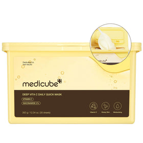 medicube front packaging showing pack of 30 masks and branding benefit: quick access