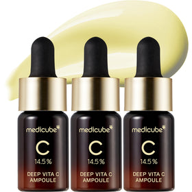 medicube front packaging showing the three-bottle kit and product benefits
