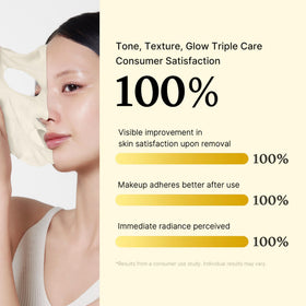 medicube sheet applied on model demonstrating benefit: even adherence and glow