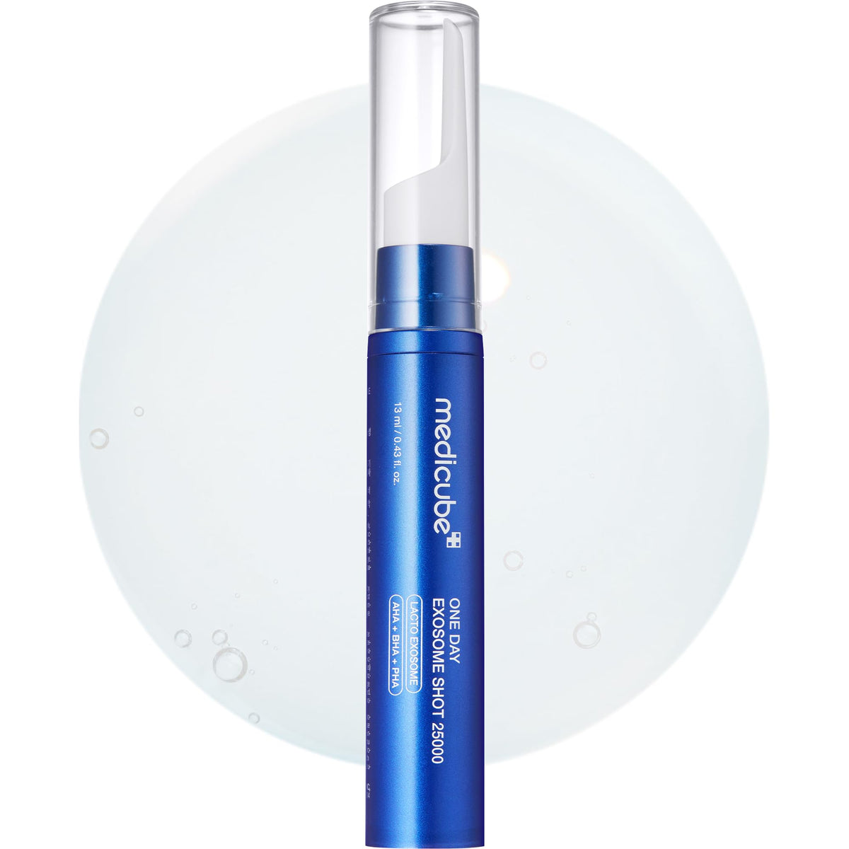medicube front packaging showing serum bottle and box, clear product benefit