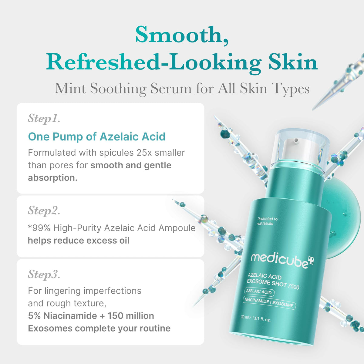 medicube close-up of serum texture highlighting fast absorption