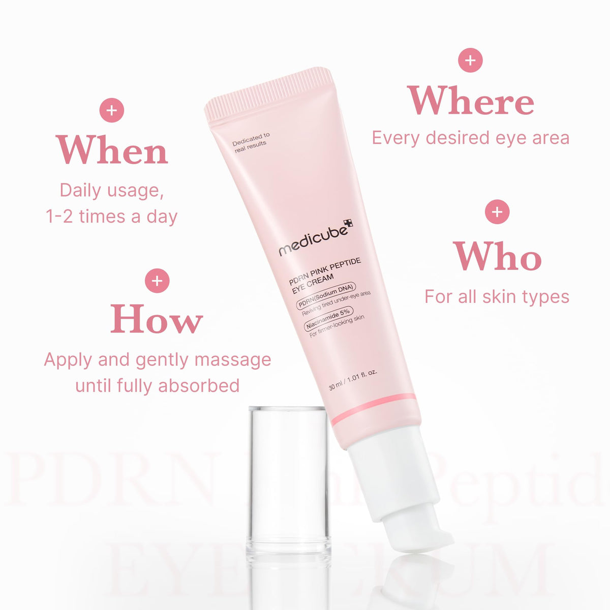 medicube serum applied under eye demonstrating smooth finish and layering benefit
