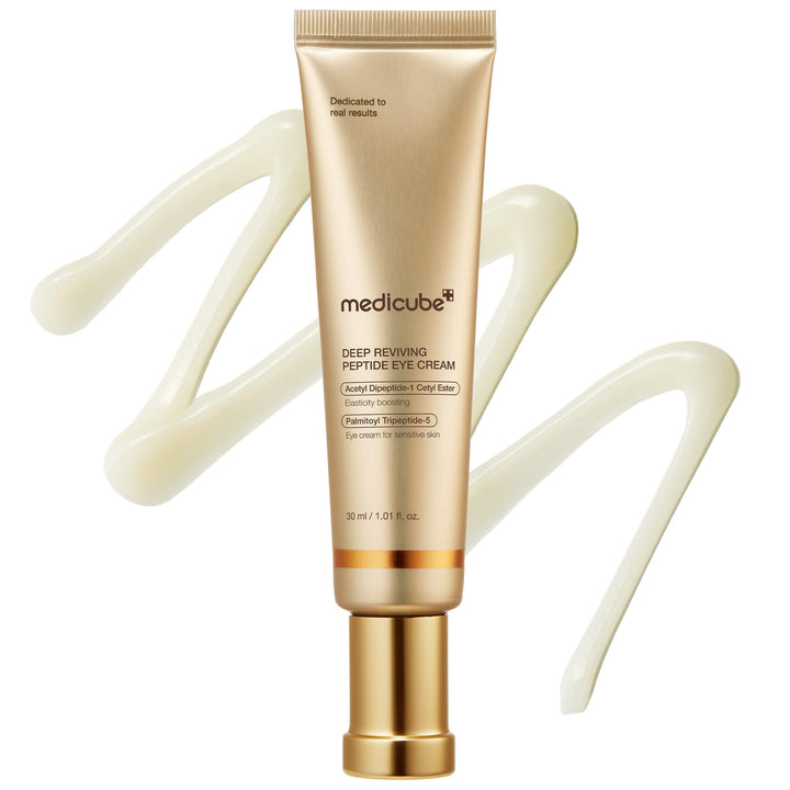 medicube serum front pump packaging shows clean design and easy dispensing benefit