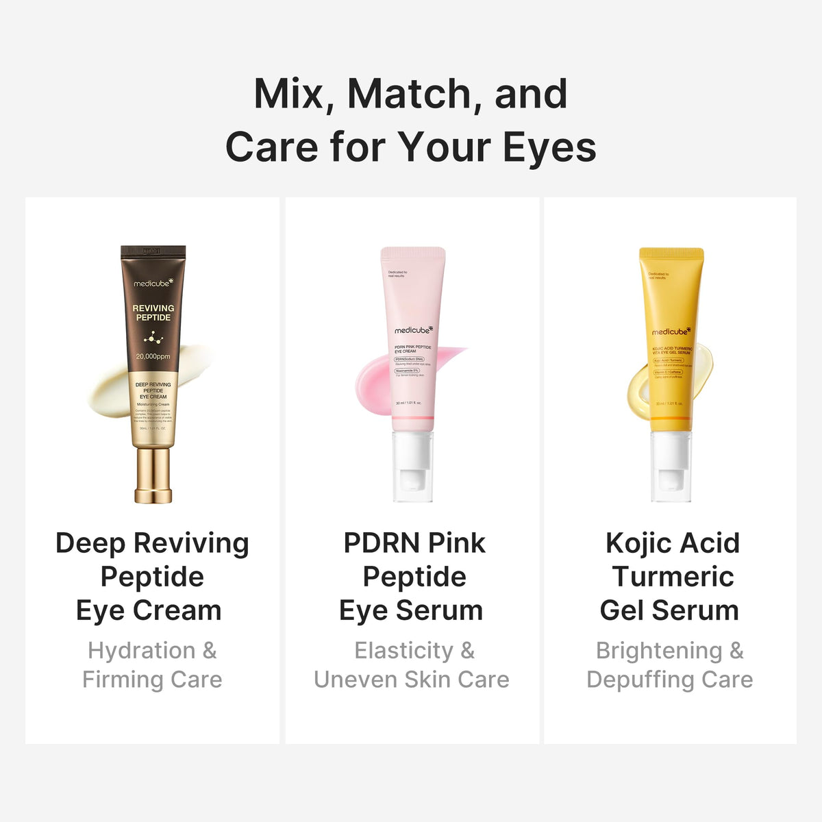 medicube patting under-eye application showing cooling effect and reduced puffiness look
