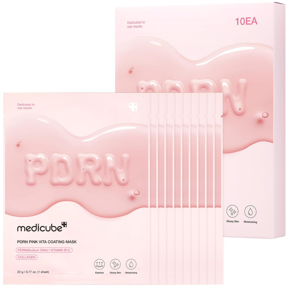 medicube front box and mask showing packaging and benefits