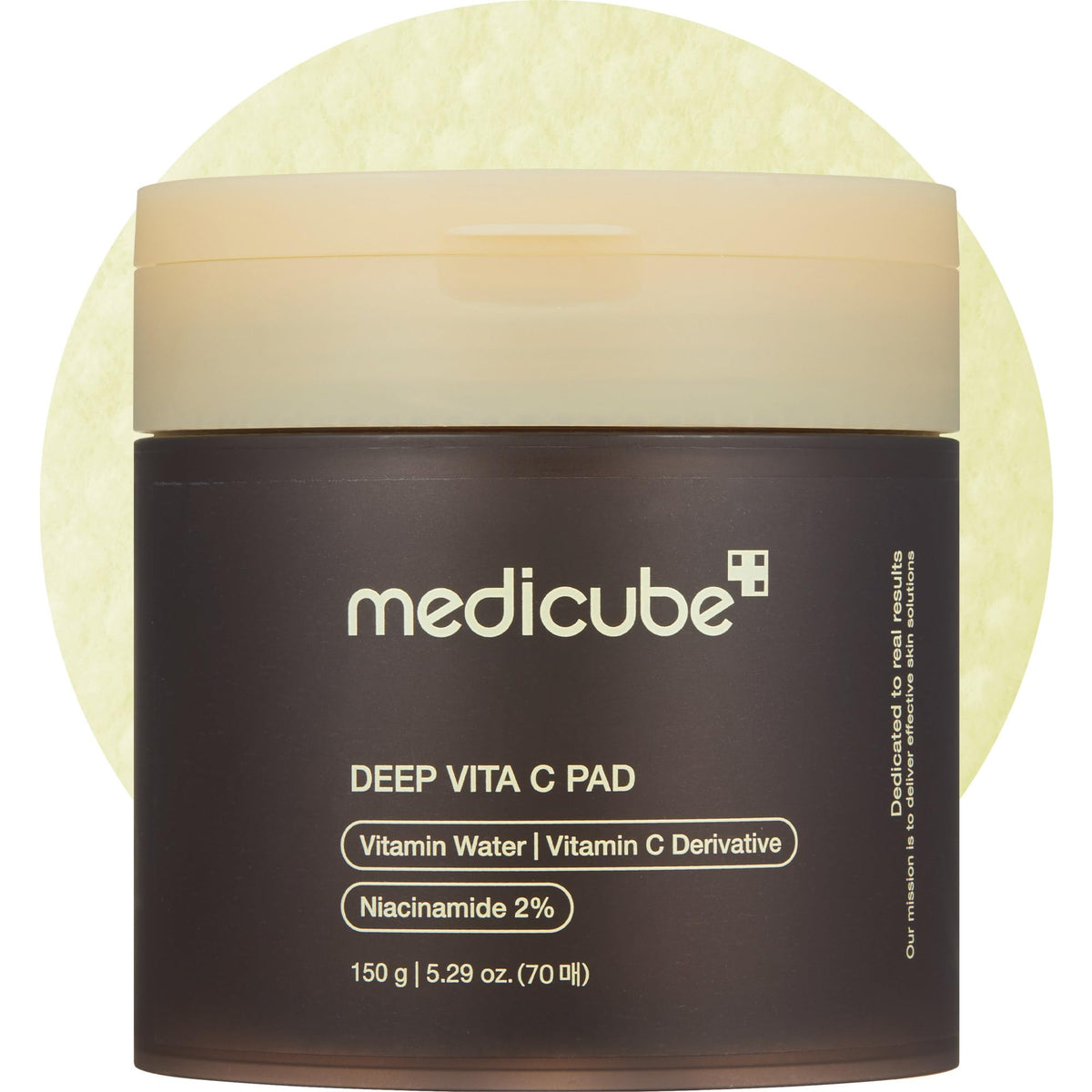 medicube front packaging showing 70-pad container and clear benefits