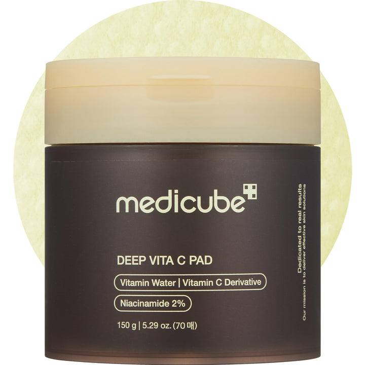 medicube front packaging showing 70-pad container and clear benefits