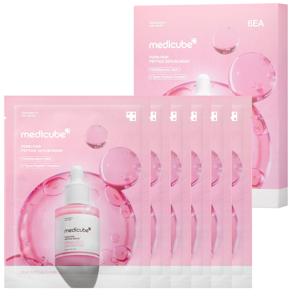 medicube front packaging showing PDRN Pink Peptide Ampoule Mask benefits