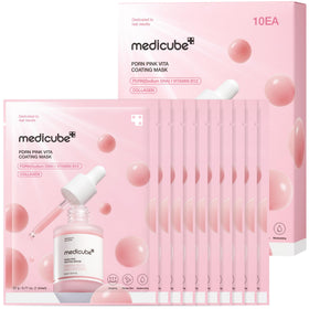medicube front packaging showing 10 pink masks and clear benefits