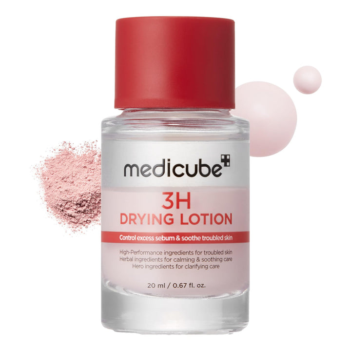 medicube front packaging showing bottle and pink powder for targeted overnight care