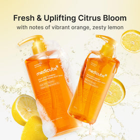 medicube in-shower use on back showing targeted smoothing action
