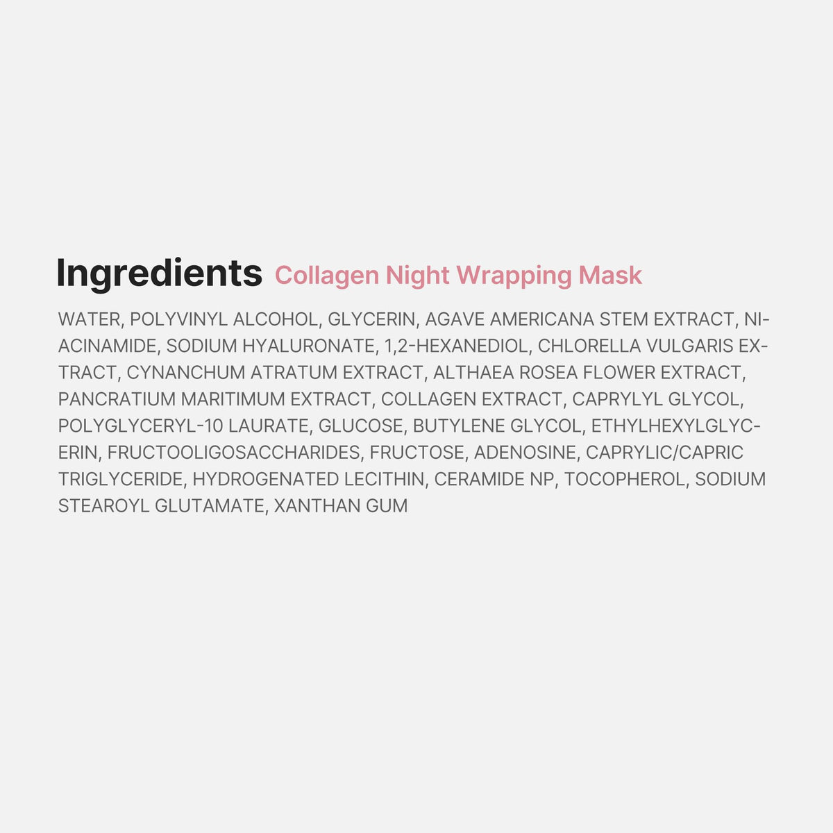 medicube product label close-up showing patented ingredients and benefits