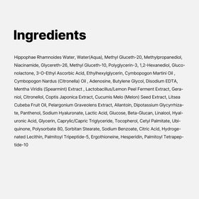medicube product label and ingredient panel highlighting vitamin water