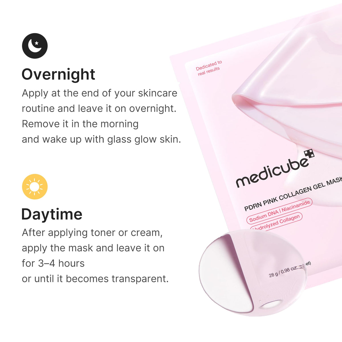 medicube jar with mask contents pooling serum showing concentrated nourishment benefit