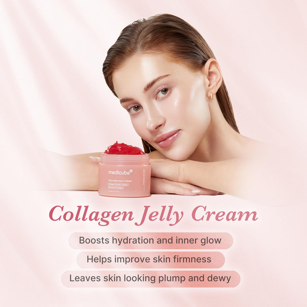 medicube collagen ingredient close-up showing freeze-dried collagen, supports plumper skin