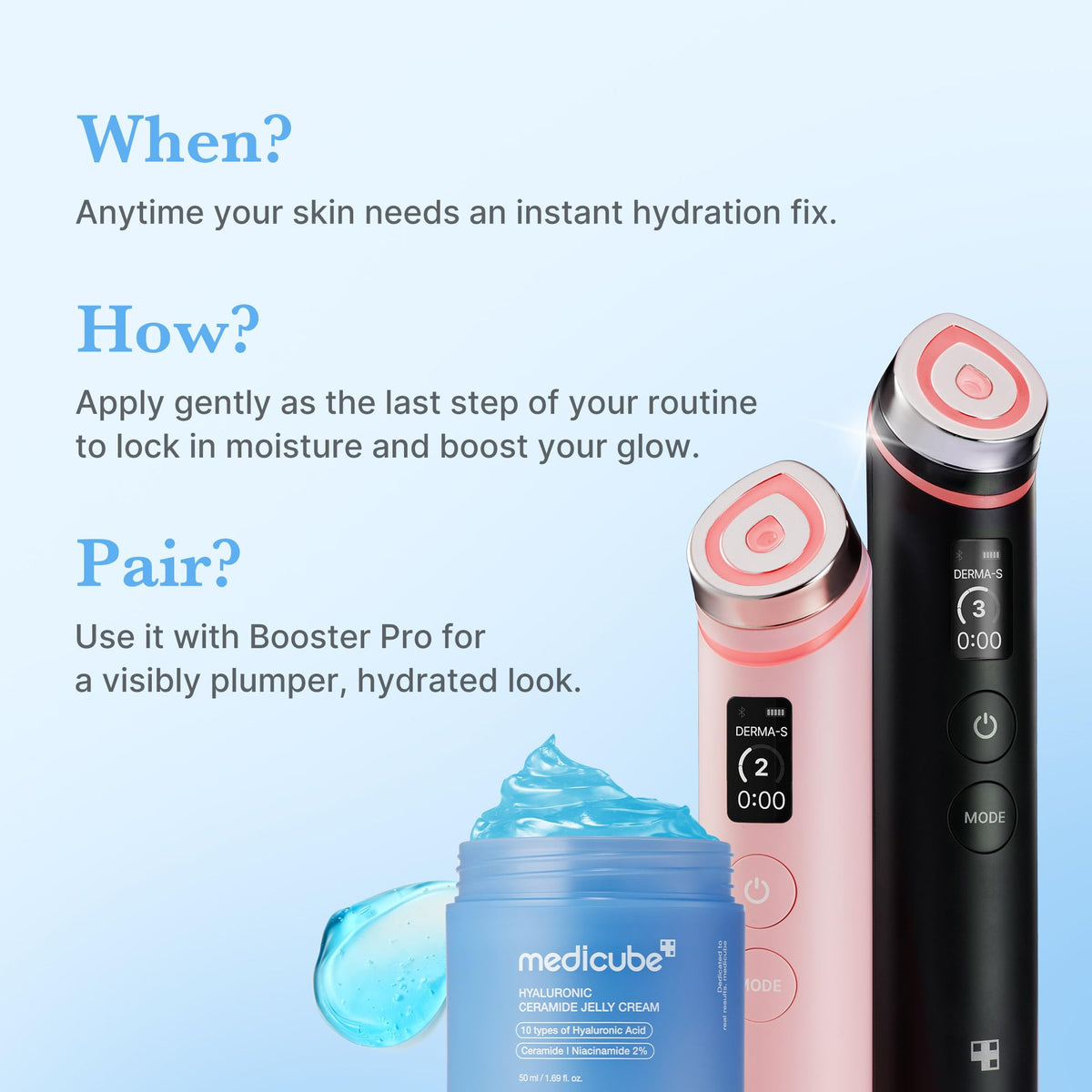 medicube next to a ruler showing 1.69 fl.oz travel-friendly size