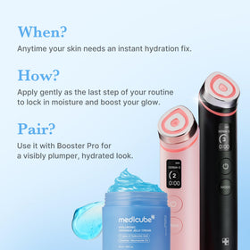 medicube next to a ruler showing 1.69 fl.oz travel-friendly size