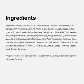 medicube label close-up highlighting active ingredients and usage