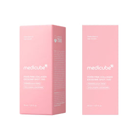 medicube bottle on bathroom shelf in lifestyle setting suggesting daily routine use