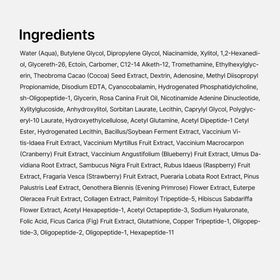 medicube packaging label detail close-up displaying ingredient callouts and usage directions