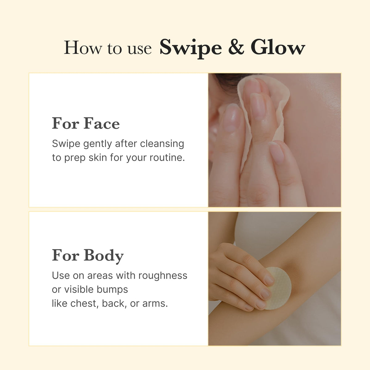 medicube pad being wiped on face to calm and clarify skin after cleansing