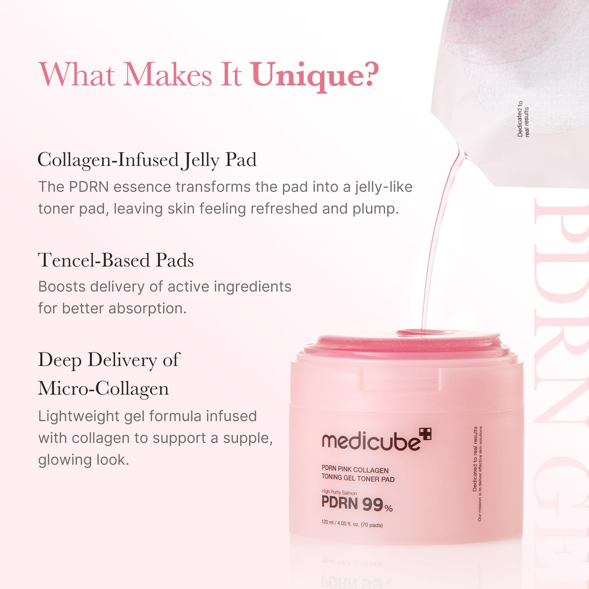 medicube close-up of jelly pad texture showing bouncy collagen-rich surface for cushiony application
