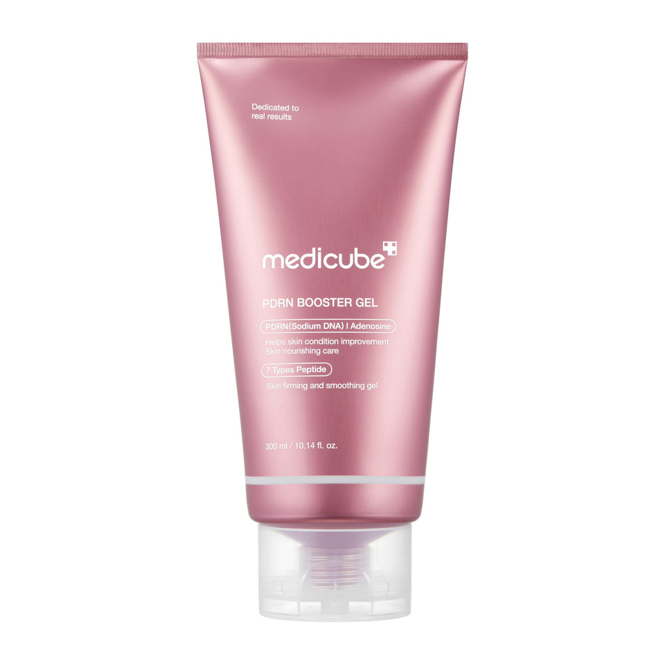 medicube front bottle showing label and 300ml size for device use