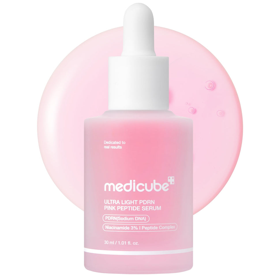 medicube front bottle showing serum design and easy-pour pump for daily use