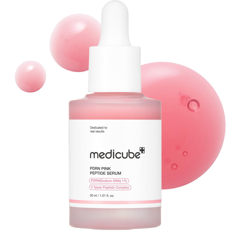 medicube front packaging showing pink bottle and glow benefit