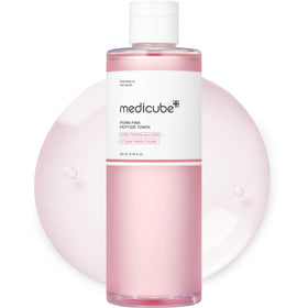 medicube front bottle showing toner packaging and quick absorbency benefit