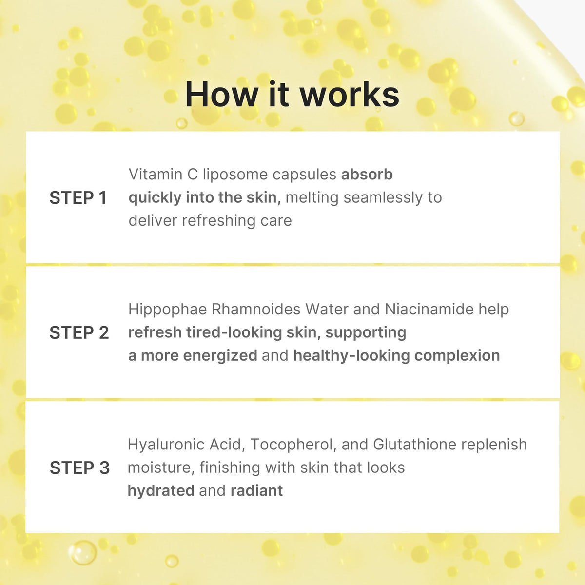 medicube droplet dispensing from capsule showing fast-absorbing action