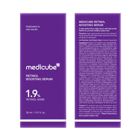 medicube box packaging view emphasizing sealed retail box and ingredient visibility