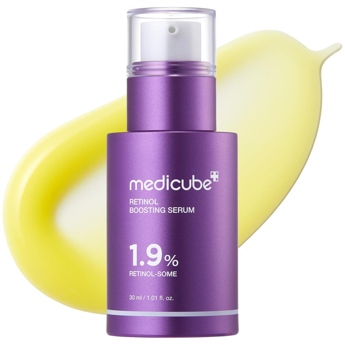 medicube front bottle showing sleek serum packaging and nighttime use benefits