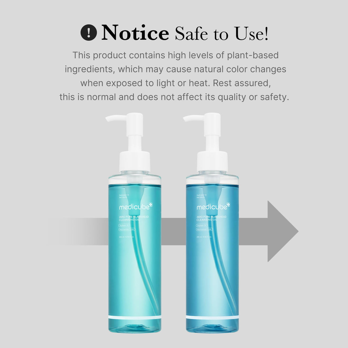 medicube bottle next to hand for scale, 205ml size visible and travel-friendly