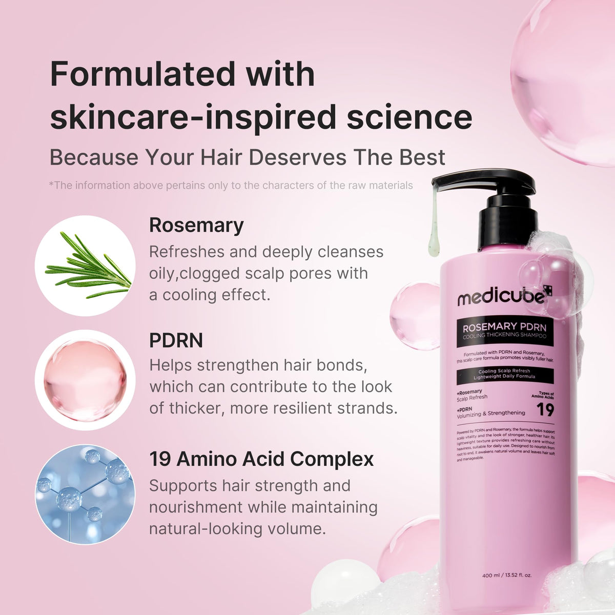 medicube shampoo pouring into palm to show amount and consistency for accurate use