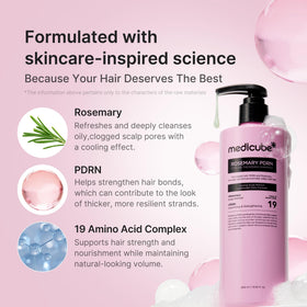 medicube shampoo pouring into palm to show amount and consistency for accurate use