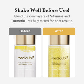 medicube bottle held in hand showing 3.38 fl.oz scale for portability benefit