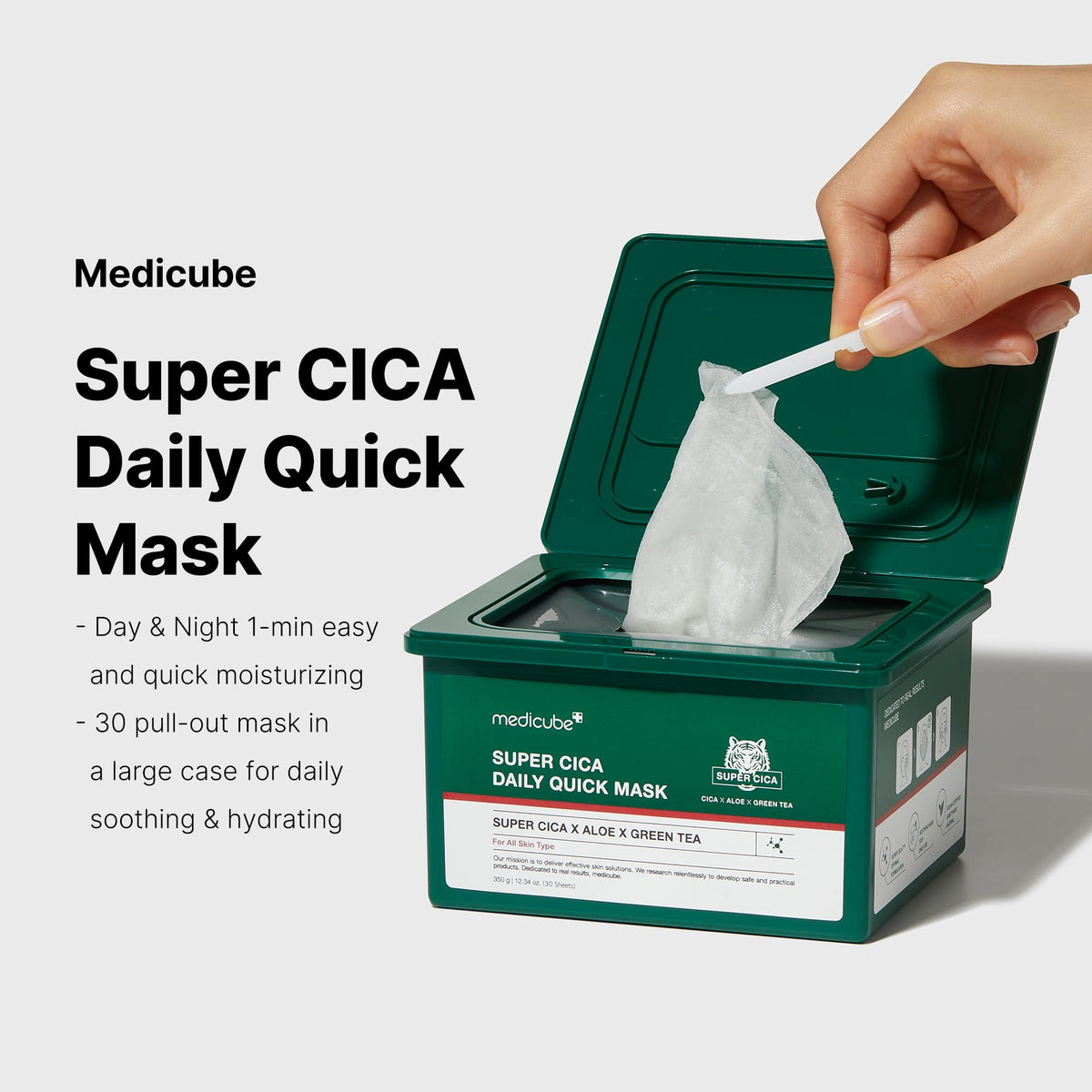medicube sheet being removed with tweezer for hygienic quick use