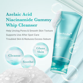 medicube close-up of blue bubble-gum whip texture, showcases playful spreadability benefit