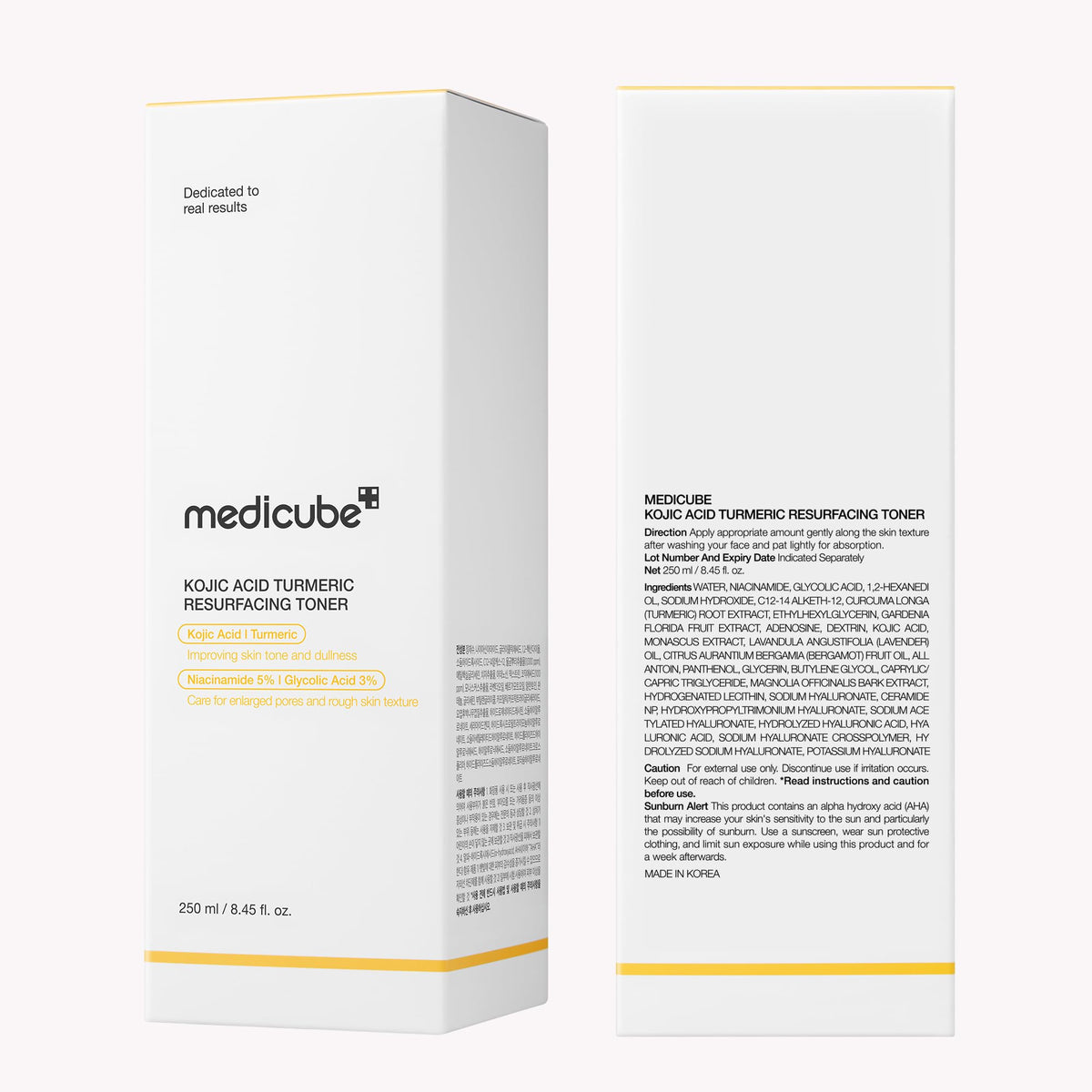 medicube toner in lifestyle shot with model emphasizing brighter, glass-like skin